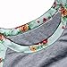 HighpotSummer Women Gray Floral Shoulder Prints Short Sleeve T-shirt Casual Top