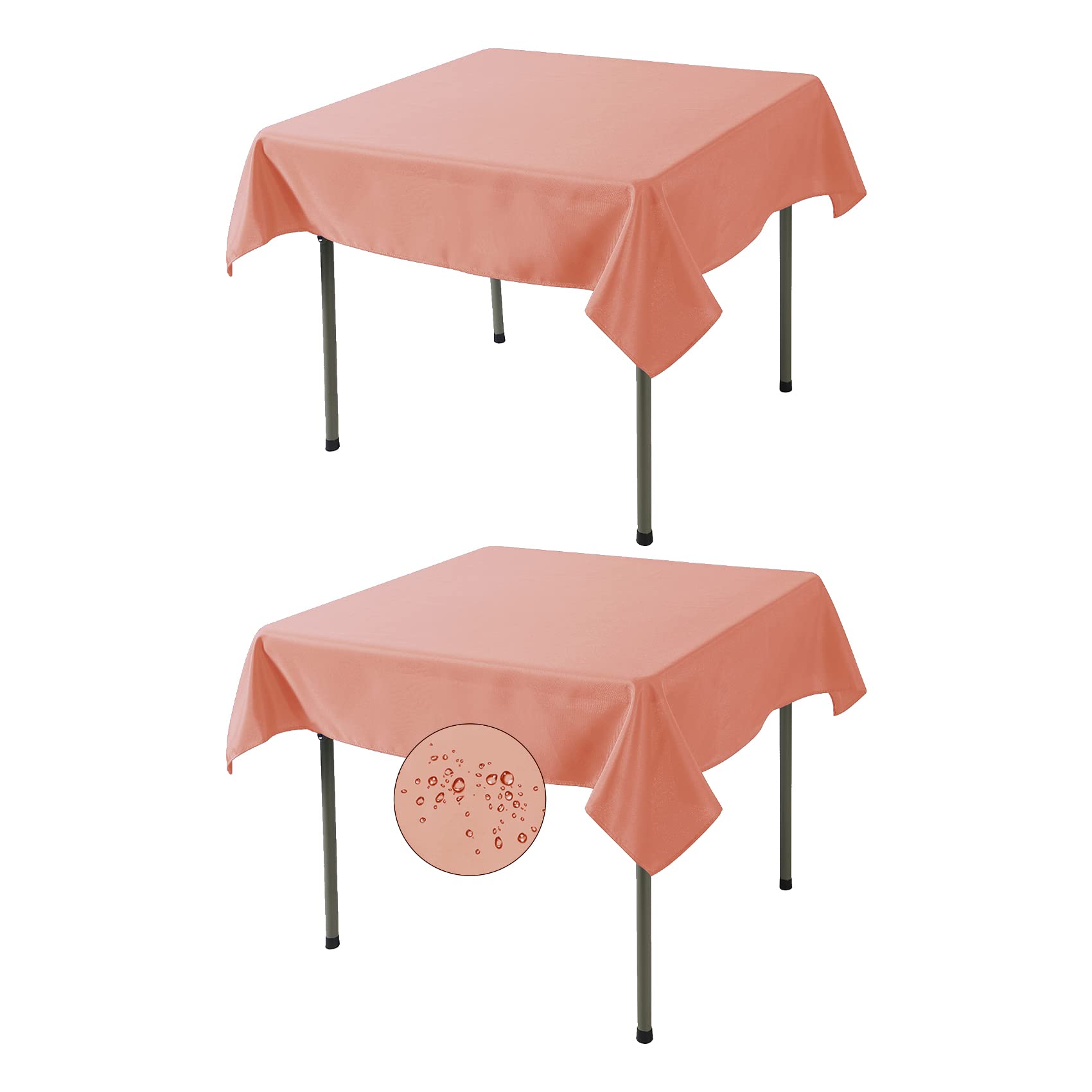Photo 1 of Fokitut 2 Pack Waterproof Square Tablecloth, 52x52 Inch, Stain Resistant and Wrinkle Polyester Table Cloth, Fabric Table Cover for Kitchen Dining, Wedding, Party, Holiday Dinner-Dusty Pink