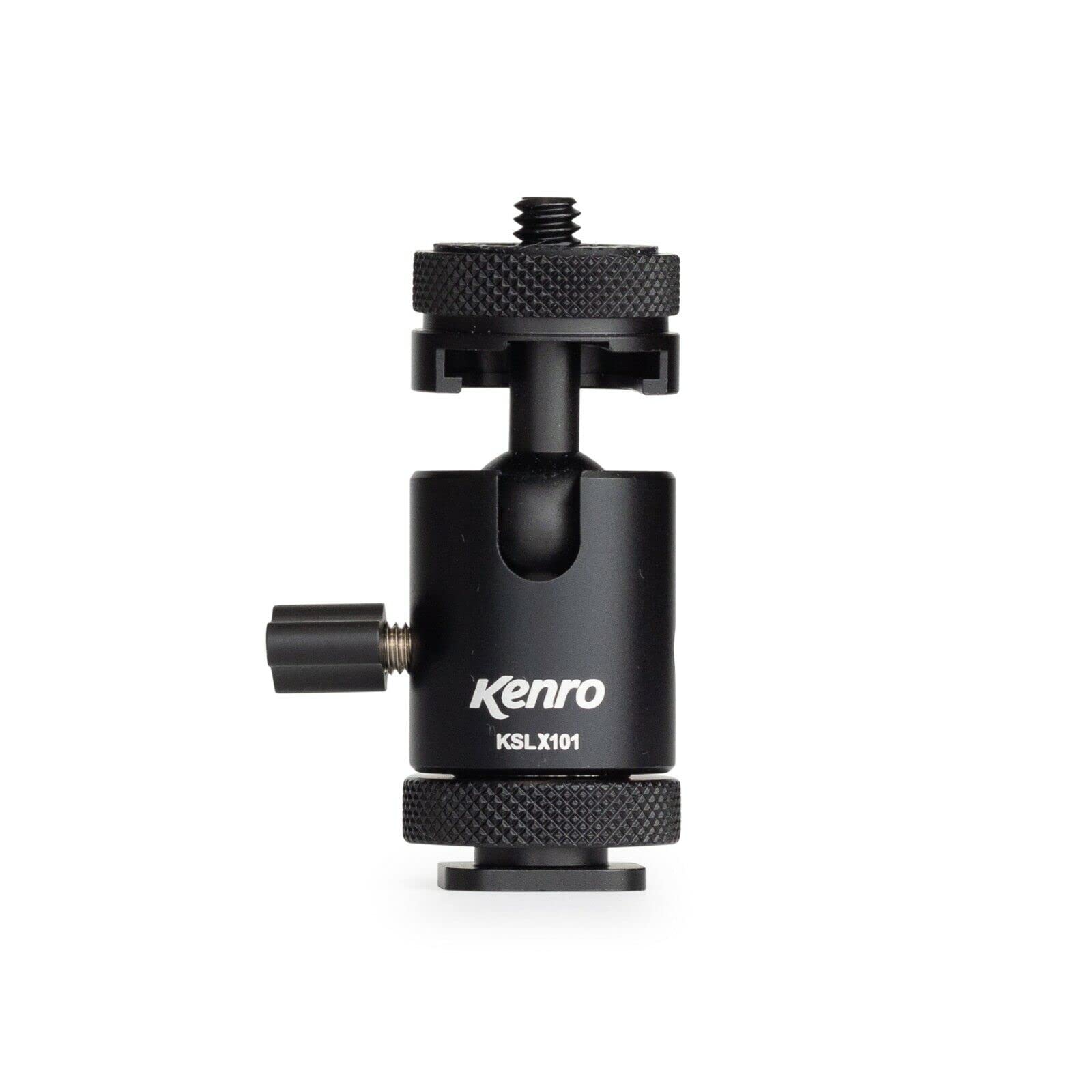 Kenro Multi-Purpose Aluminium Mini Ballhead 6.6 x 3.6cm Portable Travel Tripod Head with Cold Shoe Insert for DSLR Cameras - KSLX101