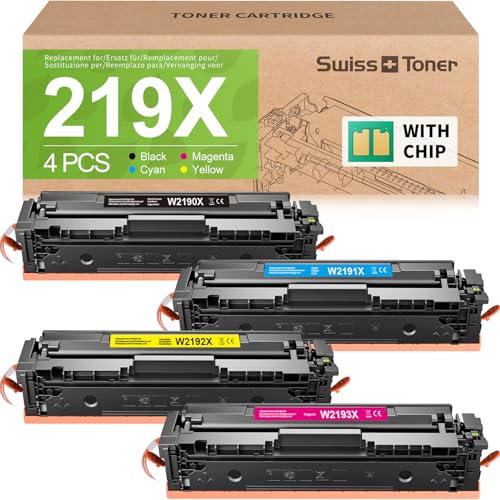 swiss toner 219X (with Chip) Compatible for HP 219X Toner Set for HP Color LaserJet Pro MFP 3302FDWG MFP 3302FDNG MFP 3302SDWG for 219A 219X W2190X W2191X W2192X W2193X