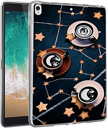 GinHo Customized Protective Cover iPad Pro 12.9 inch 2018 Coffee Pattern with Slim Soft Durable TPU Ultra-Clear Silicone UV Printing Case