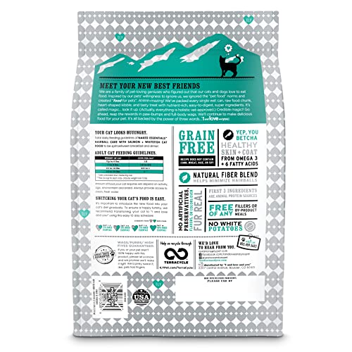 I AND LOVE AND YOU NAKED ESSENTIALS DRY CAT FOOD – SALMON + WHITEFISH FOR HAIRBALL CARE – GRAIN FREE, REAL MEAT, NO FILLERS, 3.4LB BAG