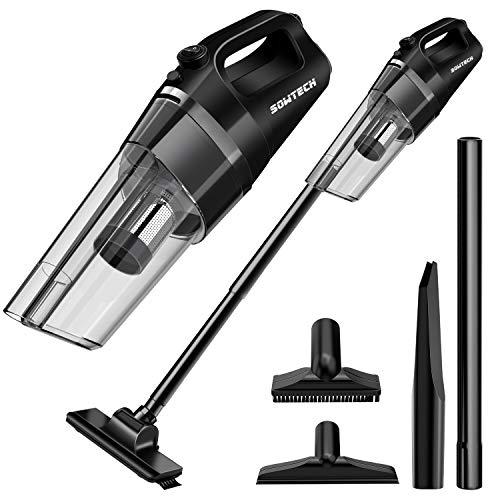 Cordless Vacuum Rechargeable Cyclonic Suction Vacuum Cleaner Lightweight Handheld Vacuum with Stainless Steel Filter (Bagless) and 6 of Accessories - Black
