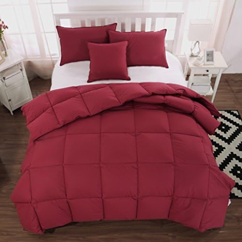 unite down Live Down Goose Down Feather Comforter/Duvet/Quilt For All Seasons 100% Organic Cotton (Twin 68x86inch, Red)
