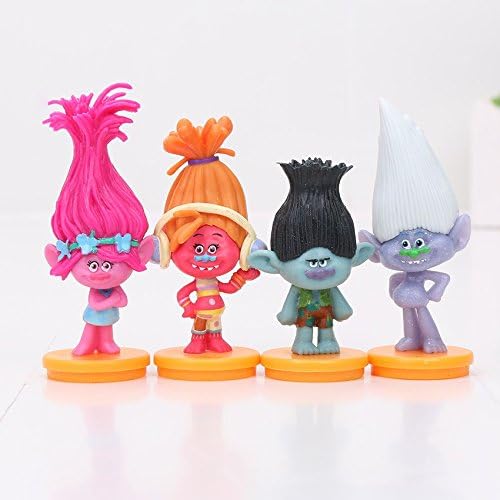 New 4pcs/lot 6-8cm DREAMWORKS Movie Trolls Toys Poppy Branch DJ Suki Action Figures Toys Christmas Gifts
