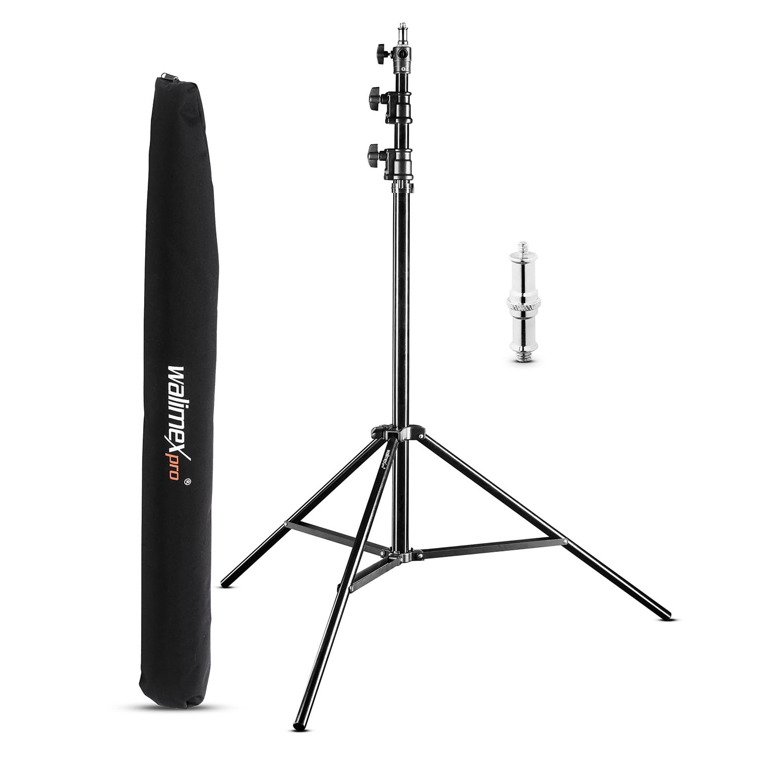 Walimex pro AIR 290 Deluxe Light Stand, Maximum Height 290 cm, Light Stand with Air Cushioning, Tripod with 7 kg Load Capacity, Aluminium Design, Tripod for Indoor and Outdoor Use