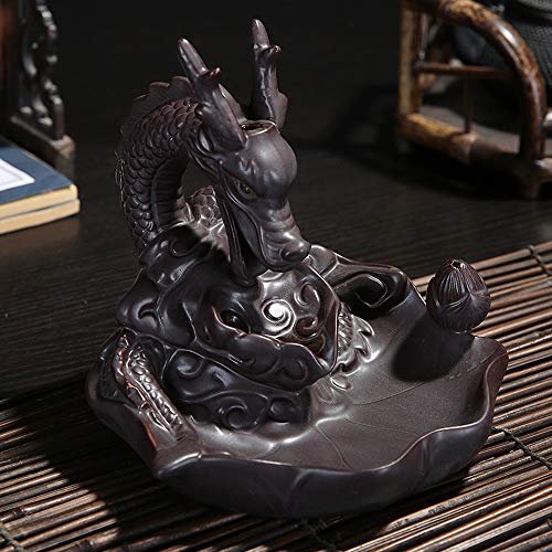 Chenway Incense Holders for Sticks Dragon Backflow Porcelain Backflow Ceramic Incense Burner Holder Buddhist & Backflow (Burner Holder)