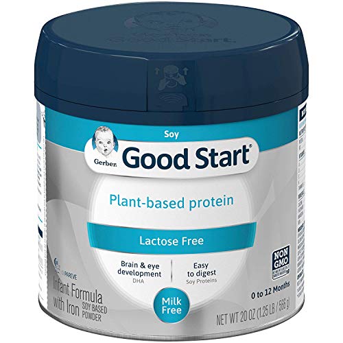 Gerber Good Start Plant Based Protein & Lactose Free Non-GMO Powder Infant Formula, Stage 1, 20 Ounces (Pack - 3)
