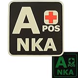 Glow Dark APOS A+ NKA Blood Type No Known Allergies Tactical Morale PVC Rubber Fastener Patch
