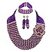 Africanbeads 8 Rows Purple Champagne Crystal Jewelry Set,Bride Jewelry Set,Wedding Beads Jewelry Set