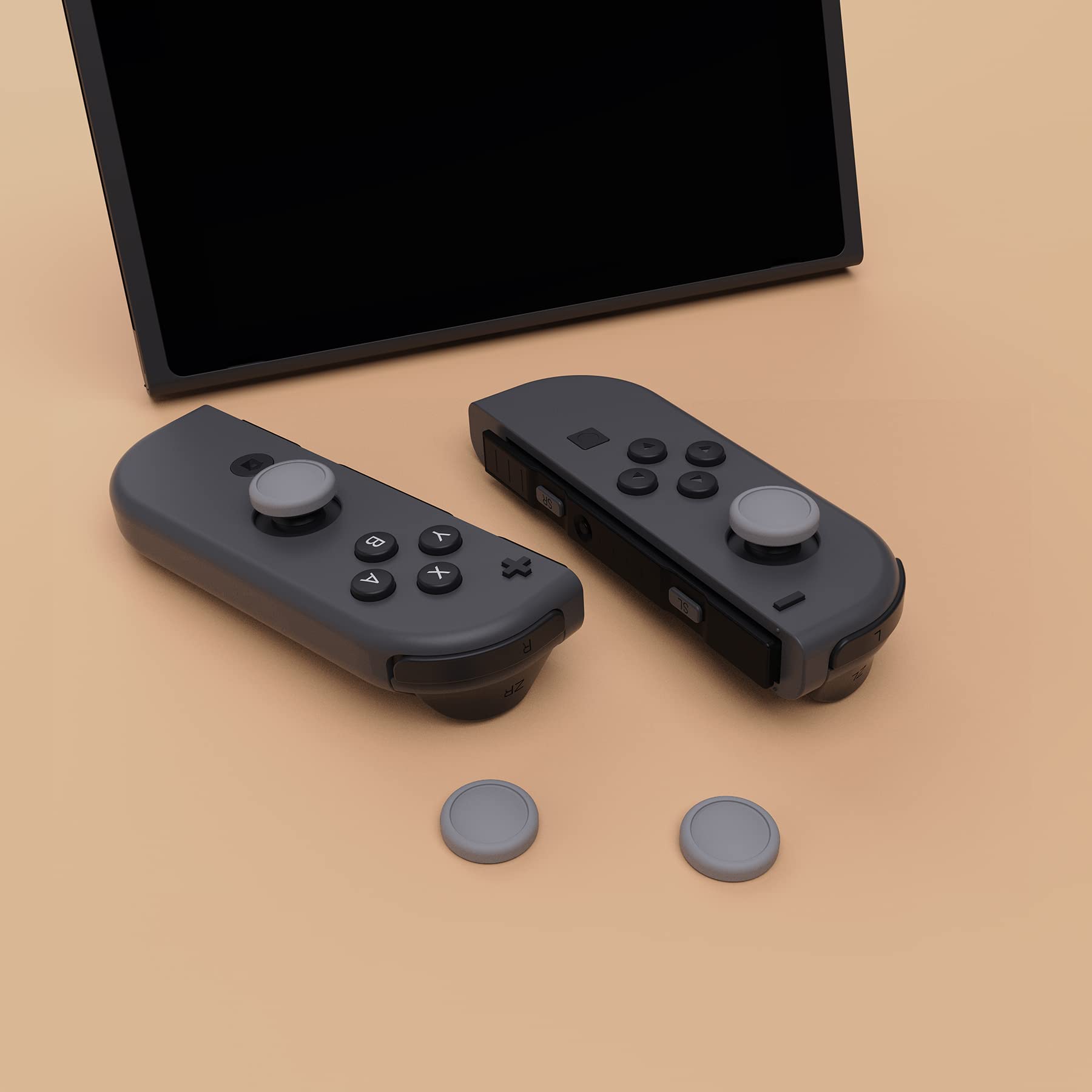 eXtremeRate PlayVital Switch Thumb Grip Caps, Joystick Caps for Nintendo Switch Lite, Silicone Analog Cover Thumbstick Grips for Switch OLED Joycon - Gray