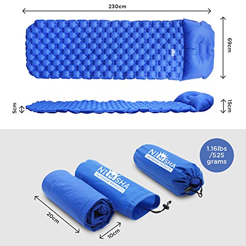 NIMSHA Ultralight Camping Air Sleeping Pad Compact Inflatable