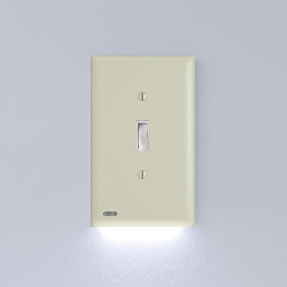 1 Pack - SnapPower SwitchLight - LED Night Light - For Light Switches - Light Switch Wall Plate With Built-In LED Night Lights - Bright/Dim/Off Options - Automatically On/Off Sensor - (Toggle, Ivory)