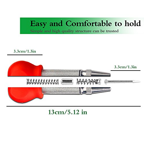 Stainless Steel Center Punch Set Automatic Hammer for Car Window Glasses break from Fujiwara (red)