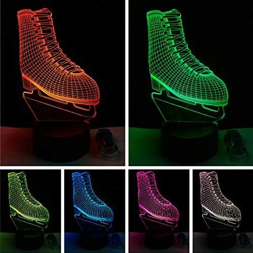 Novelty Ice Blade Hockey Skate Shoes 3D LED Lamp Acrylic Multicolor Changing Night Light Sporting Boy Room Decor Kids Toys Gift
