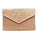 Mily Glitter Sequins Envelop Clutch Tote Shoulder Bag Handbag, Beige, One Size