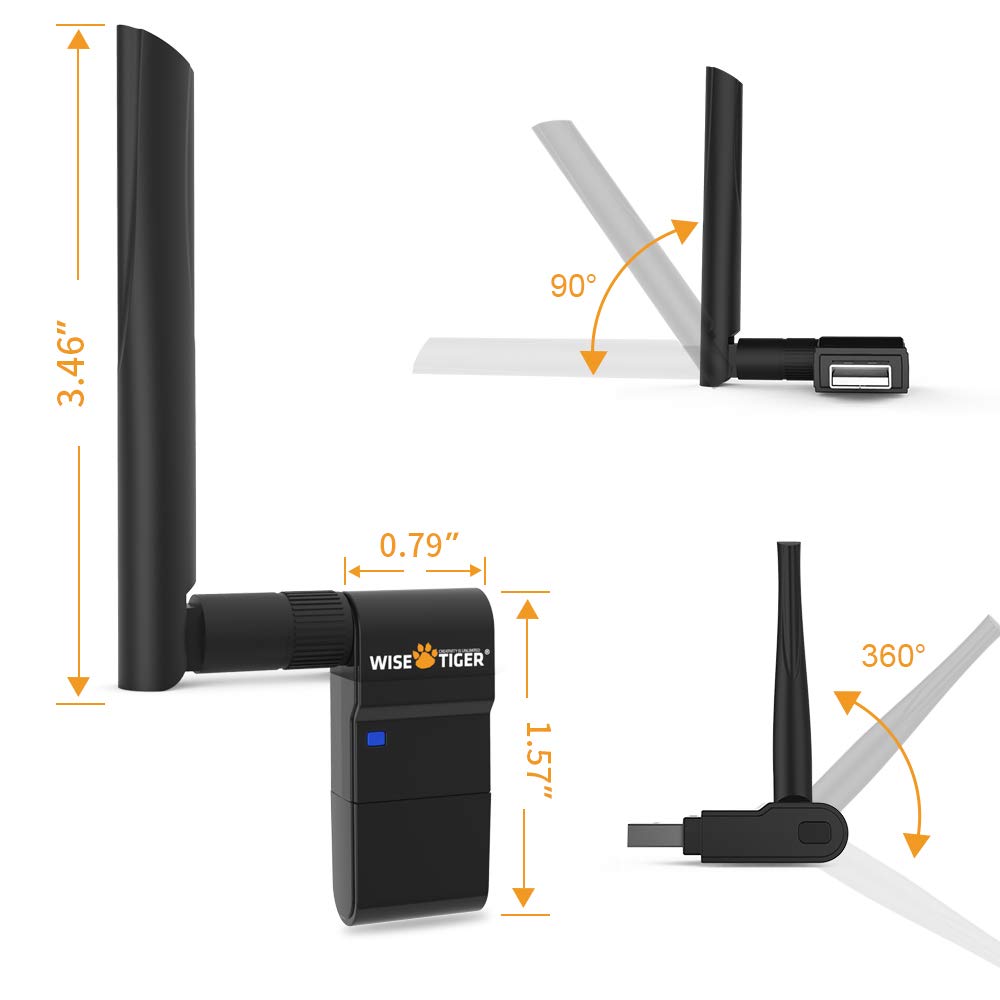 WiFi Adapter AC600Mbps Dual Band Wireless USB Adapter 2.4GHz/5.8GHz WiFi Dongle Long Ranger External Antenna Support Windows 10/8/7/Xp/Vista Mac OS X 10.6-10.13 - Fast Install,Only 3 Minutes