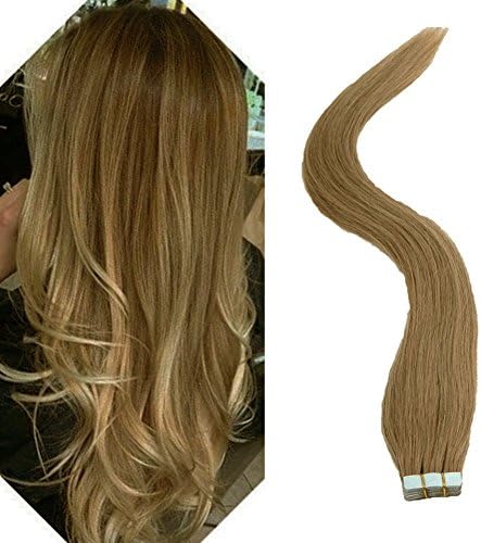 TheFashionWay Brazilian Human Hair Extensions Tape in Silky Straight Weft Remy Virgin Hair (24 inches, 12)