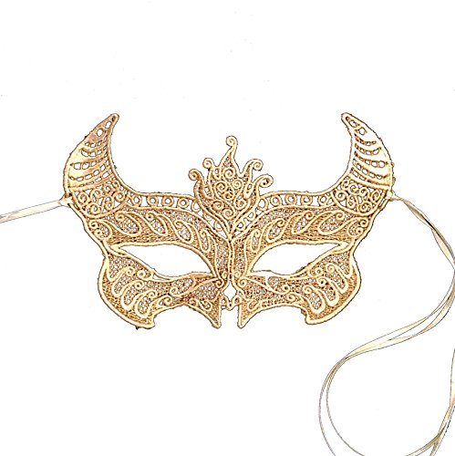 Gorgeous Gold All Lace Diavolo Devil Masquerade Mask - Mardi Gras - Prom