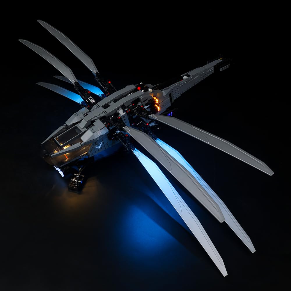 Kyglaring Remote Controlled LED Light Kit for Lego Icons Dune Atreides Royal Ornithopter Building Set，the Lighting Set Desined for Lego 10327, Built-in Multiple Light Effect（RC Version）