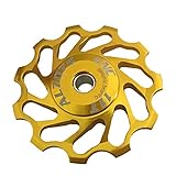 Bicycle Rear Derailleur Pulley Aluminum Bike Ceramic Bearing Jockey Wheel 11T (Golden)