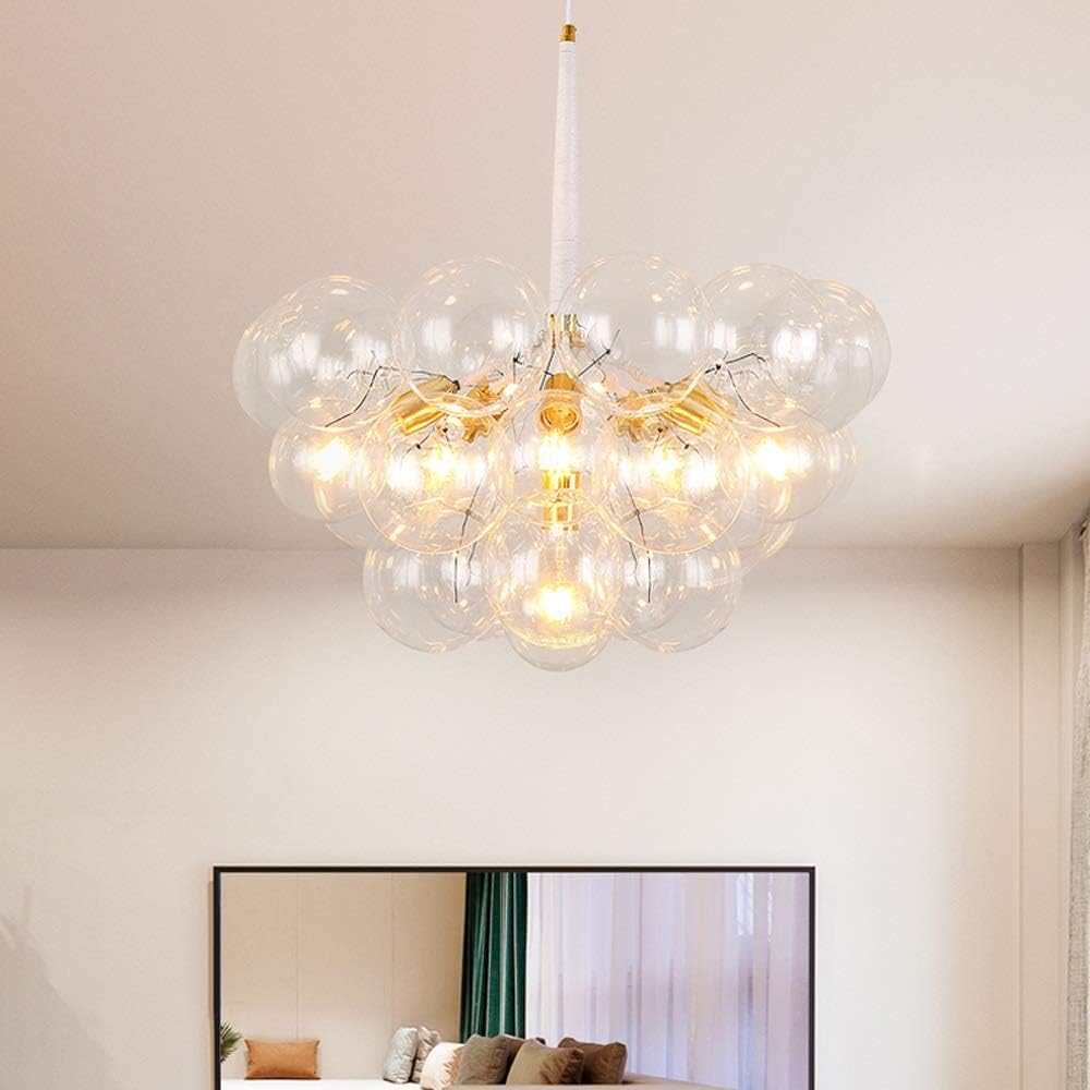 Multi Glass Balls Chandelier bubble balls Pendant Light Duplex Building Large Chandelier Living Room Modern Minimalist dinning room lighting (color : White, Size : 6 Lights)