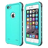 iPhone 5S/5/SE Waterproof Case, iThrough Underwater, Dust Proof Snow Proof Shockproof Case with Transparent Screen Protector, Protective Cover Case With 3.5mm AUX Cable for iPhone 5/5s (Aqua Blue)