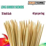 Best Marshmallow Roasting Sticks With 40 Thick Bamboo Barbecue Shrimp Bbq Kabob Shish Kebab Smores Skewers 15