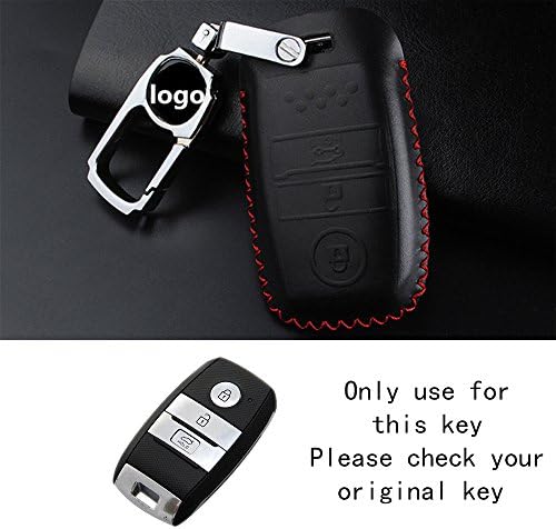 RAOPING Car smart key chain holder case cover for KIA Optima Rio Sportage Venga Ceed Cerato Sorento K2 K3 K4 K5 leather Auto Key bag Ring car styling (Black Red line)