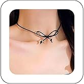 Sttiafay Boho Black Velvet Choker Necklace Velvet Black Bow Necklace Vintage Ribbon Bow Collar Necklace Suede Short Bow Necklace Jewelry for Women