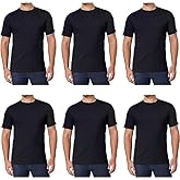 Kirkland Signature Men’s Crew 100% Cotton Tagless Neck Tee, 6-Pack (Black, Medium)