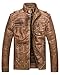 Wantdo Men's Vintage Stand Collar Faux Leather Jacket
