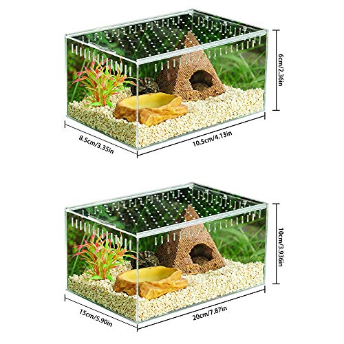 Biback Clear Reptile Breeding Box,Small Acrylic Terrarium Full View Visually with Sliding Design Feeding Box for Insect Reptiles Tarantulas Amphibians Lore Caterpillars Cricket Spider Snail Reptile - Thumbnail 2
