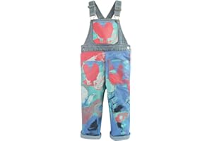 Joketiger Girls Overalls, Cotton Unisex Applique Toddler Jumpsuits, Sweet Heart Denim Overalls For Girls Boys 3-9 Years