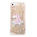 uCOLOR Case for iPhone 5S Case,iPhone 5 Case, iPhone SE 1st(2016) Case Gold Glitter Floral Unicorn Waterfall Hard Cover Clear Case for iPhone SE/5S/5