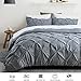 slashome Duvet Cover Queen, 3Pcs Pinch Pleat Luxurious Decorative Softest Grey Brushed Microfiber Bedding Set with Zipper Closure and Corner Ties