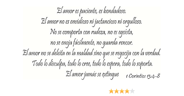 Amazon Com 1 Corintios 13 4 8 Pared Arte El Amor Es Paciente Es Bondadoso El Amor No Es Envidioso Ni Jactancioso Ni Orgulloso No Se Comporta Con Rudeza No Es Egoista