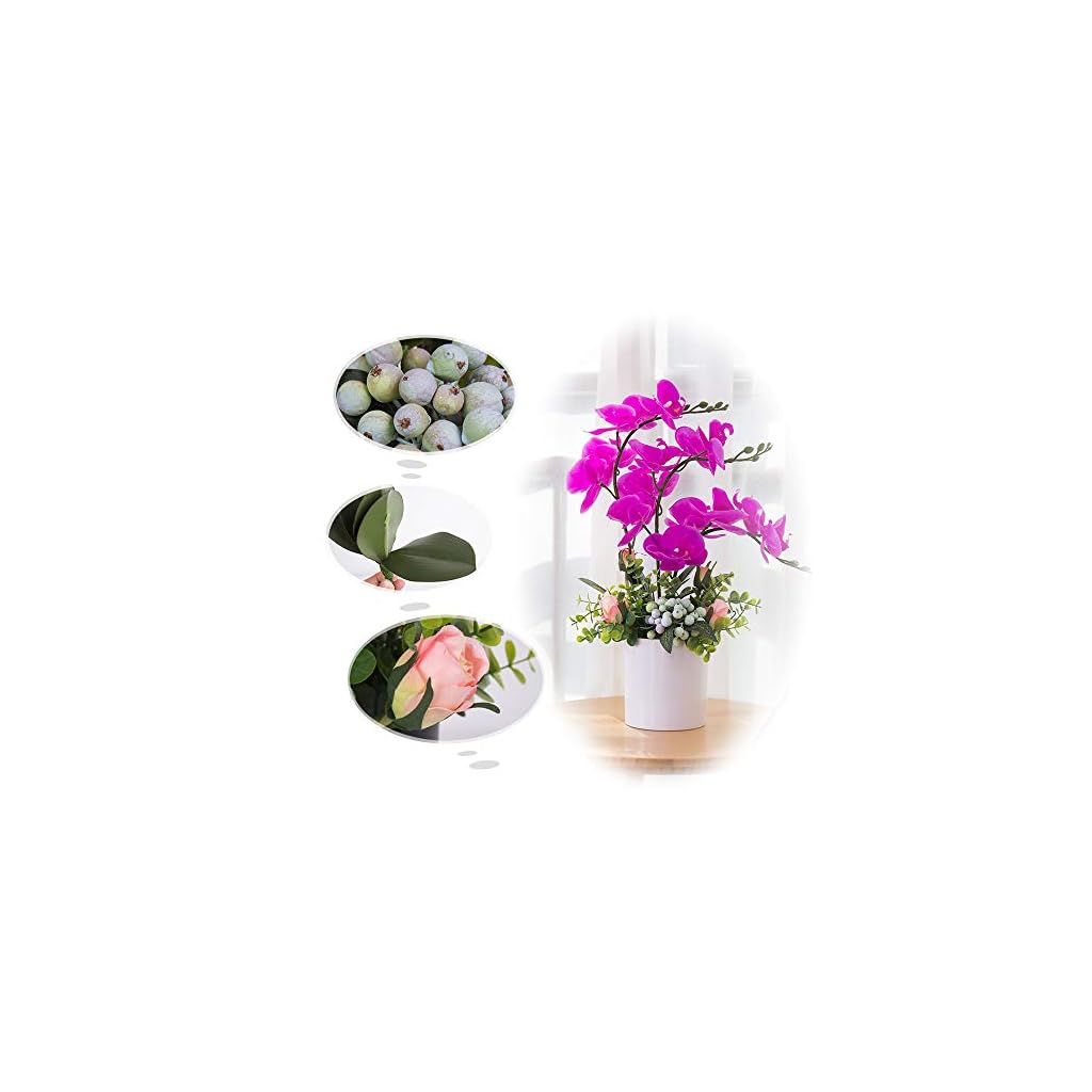 Yuyao Artificial Orchid Bonsai With Vase Real Touch Fake Orchids Flowers Pu Phalaenopsis Bonsai Arrangement For Home Office Table Party Decoration White 2 Silk Flower Arrangements