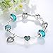 Presentski Love Heart Safe Chain Silver Plated Charm Bracelets with Sapphire Cubic Zirconia for Lover