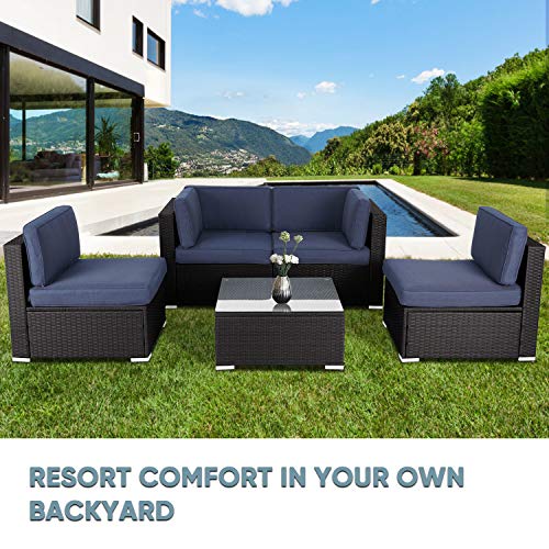 Oakmont 5pcs Outdoor Furniture Patio Conversation Set All Weather Black