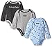 Calvin Klein Baby-Boys Newborn 3 Pack Long Sleeve Bodysuits Blue and Gray, Multi, 6-9 Months