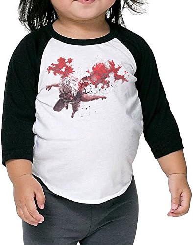 Grace Little Tokyo Ghoul New Design Boys &amp; Girls Toddler 100% Cotton 3/4 Sleeve Raglan T-Shirts Unisex Black