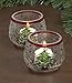 Home-X Christmas Tree Candleholders. Crackle Glass Candle Holders. Set of 2