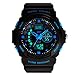 SMK Fashion Led Light Calendar Waterproof&shockproof Men Digital Electronic Outdoor Wrist Sport Watch-4 LED Colors (Blue) (With Black Stell Case)