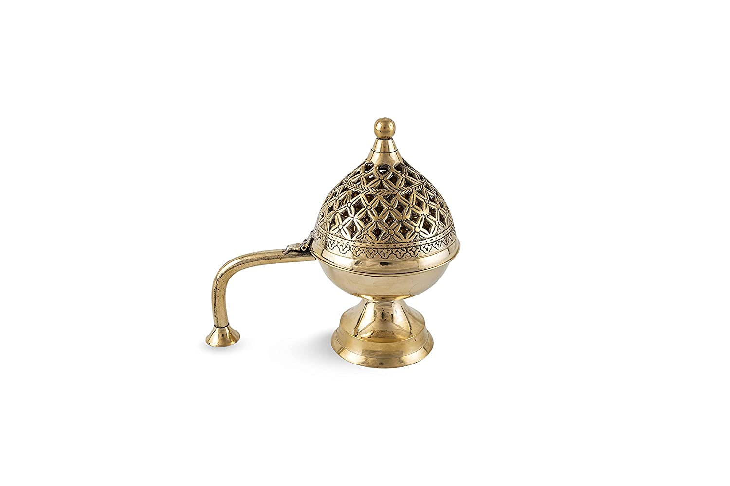PR INTERNATIONAL Brass Dhuna Dhoop Dani Incense Burner Holder with Handle, Home Purifying for Home, Offices & Temples.