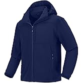 EIGIOO Men's Softshell Jacket Tactical Waterproof Fleece Lined with Hood Windbreaker Rain Shell Outerwear for Outdoor Hiking