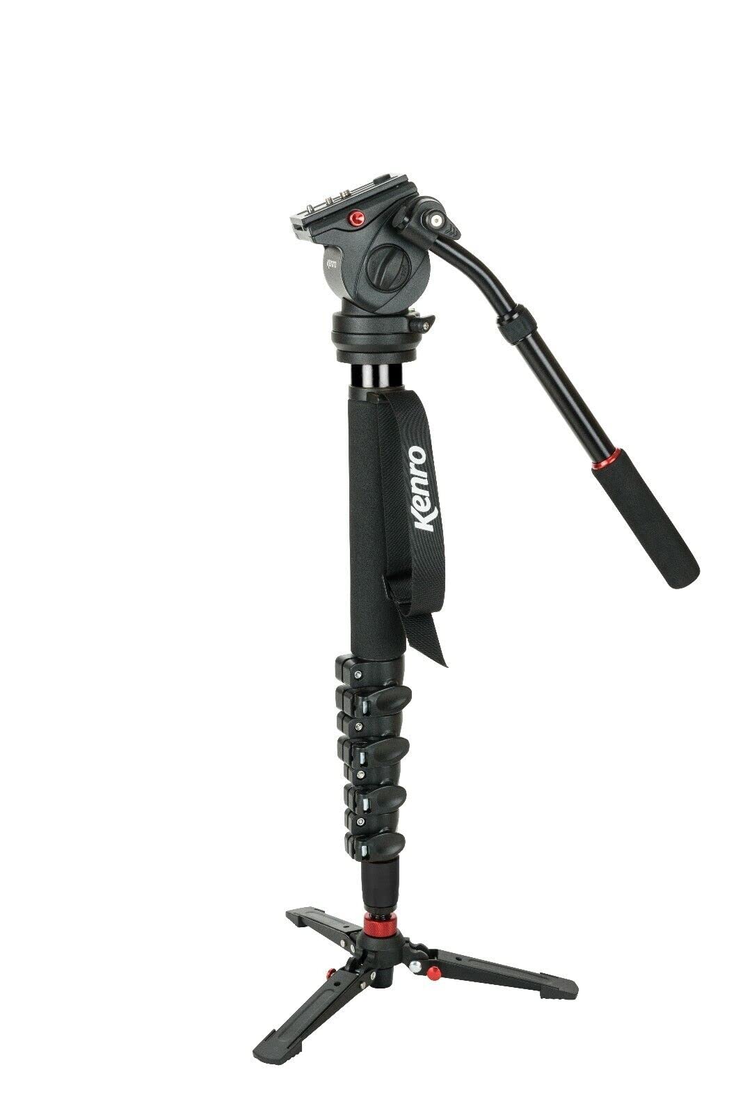 Kenro Standard Carbon Fibre Travel Video Monopod Kit for DSLR Camcorder with Carry Case for Videography - KENVT101C
