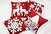 Sykting Christmas Pillow Covers 18x18 for Farmhouse Winter Holiday Decorations Throw Pillow Covers with Embroidery Christmas Tree Deer Snowflakes Saying Red and White Set of 4