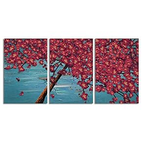 Canvas Wall Art Chinese Lucky Tree Oil Painting Artwork for Home Prints Framed - 16"x24" x 3 Panels