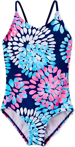 Kanu Surf Girls Beach Sport 1-Piece Swimsuit, Daisy Navy, 5